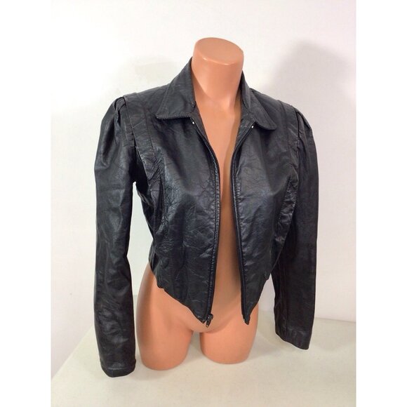 Fidelity Vintage Crop Leather Jacket 80’s Style Womens 10 - Picture 1 of 7